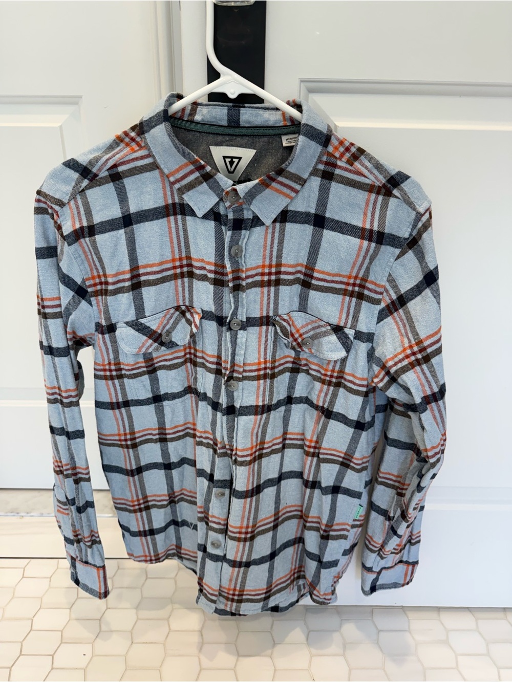 Vissla Men's Light Blue Plaid Button-Up Shirt